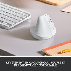 Souris Sans Fil Logitech Lift Ergonomique Verticale, Bluetooth ou récepteur USB Logi Bolt, Silencieuse - Blanc cassé LOGITECH