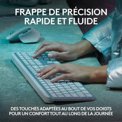 Clavier Sans Fil - LOGITECH - MX Keys S - Bluetooth - Rétroéclairé - Touches silencieuses - Gris clair LOGITECH