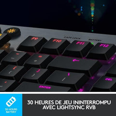 Clavier Gaming mécanique - Logitech G - G915 LIGHTSPEED RVB - GL CLICKY SWITCH - Carbon - AZERTY - Sans fil -  Noir LOGITECH G