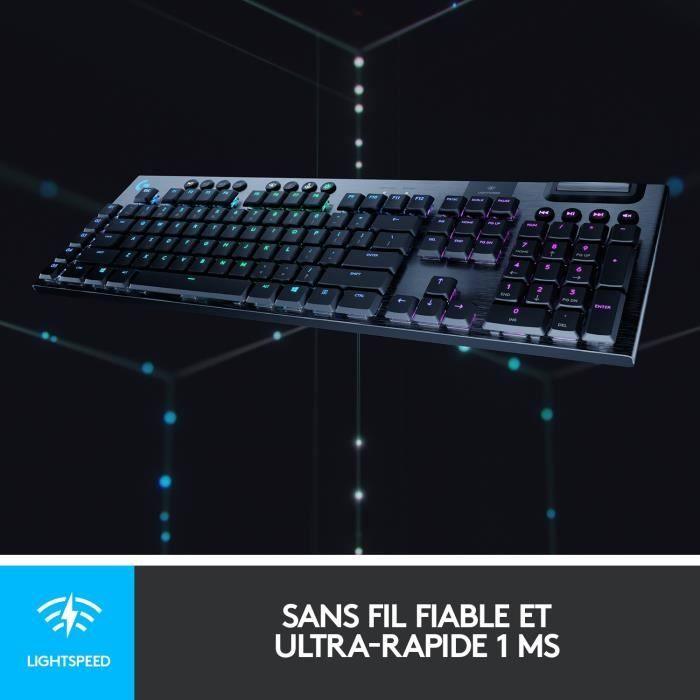 Clavier Gaming mécanique - Logitech G - G915 LIGHTSPEED RVB - GL CLICKY SWITCH - Carbon - AZERTY - Sans fil -  Noir LOGITECH G