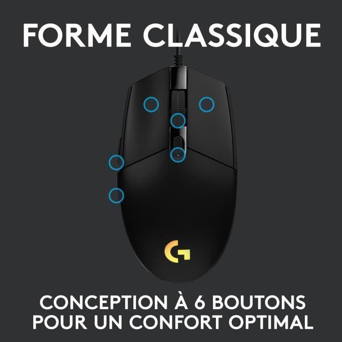 Souris Gaming filaire - LOGITECH G - G203 - LIGHTSYNC - RGB - USB - Noir LOGITECH G