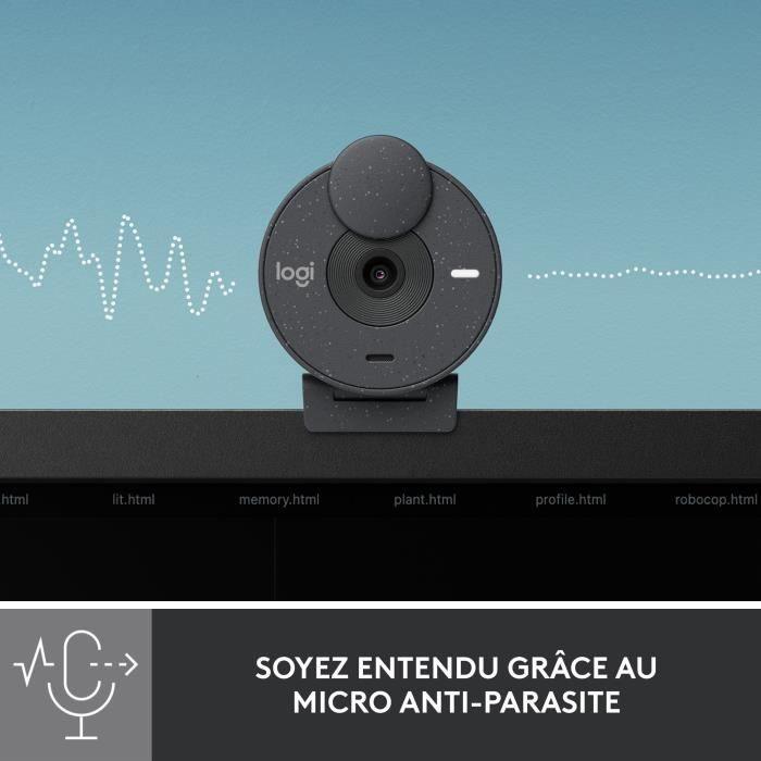 Logitech Brio 300 Webcam Full HD avec confidentialité, micro a réduction de bruit, USB-C - Graphite LOGITECH