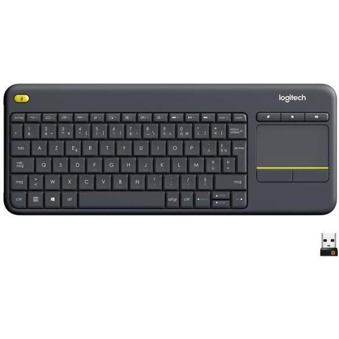 LOGITECH - Clavier TV Multimédia K400 Plus - AZERTY - Sans Fil - Pavé Tactile - Noir LOGITECH