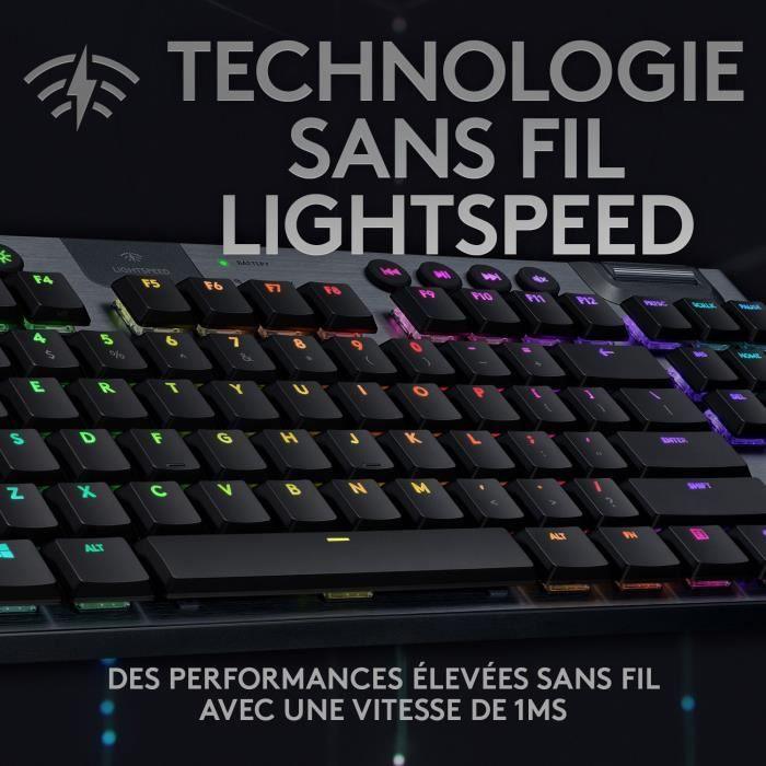 Clavier gaming mécanique Logitech G915 TKL LIGHTSPEED RVB sans fil, sans pavé numérique - GL Clicky LOGITECH G