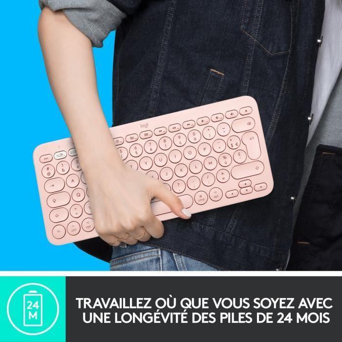 Clavier ordinateur - POUR MAC - Bluetooth - Logitech - K380 Multi-Device - ROSE LOGITECH