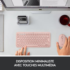 Clavier ordinateur - POUR MAC - Bluetooth - Logitech - K380 Multi-Device - ROSE LOGITECH