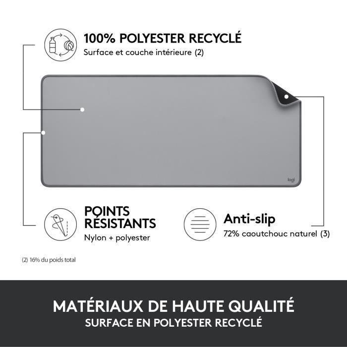 Large Tapis de Bureau - Logitech Desk Mat - Studio Series, Multifonctionnel et Etendu - Gris LOGITECH