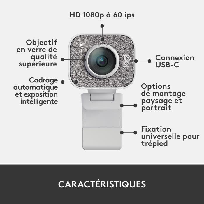 StreamCam - LOGITECH G - Webcam pour Streaming - YouTube et Twitch - Full HD 1080p - USB-C - Blanc LOGITECH G