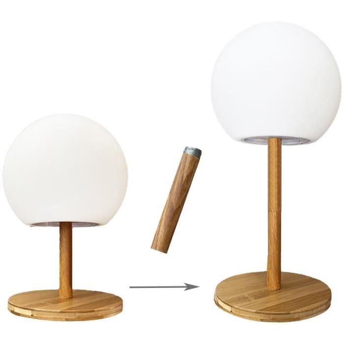 LUMISKY - Lampe de table - sans fil - pied en bambou extensible - H28cm - LED blanc chaud/blanc LUNY LUMISKY