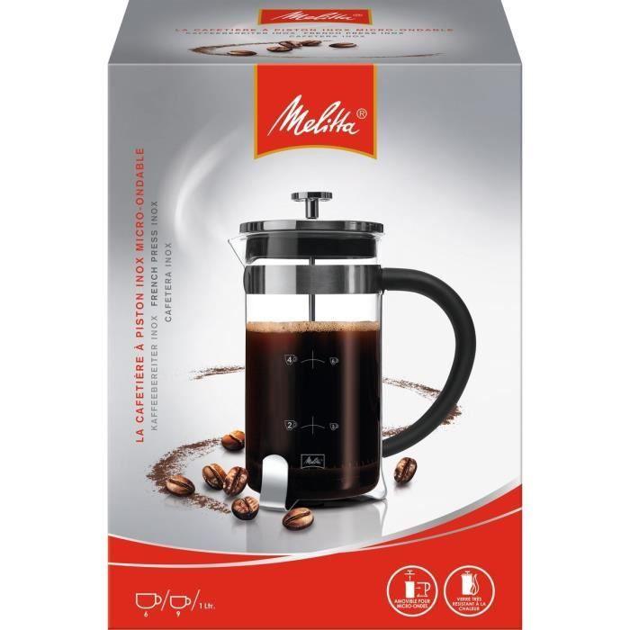 MELITTA Cafetiere a piston Premium en verre et inox 8 tasses MELITTA