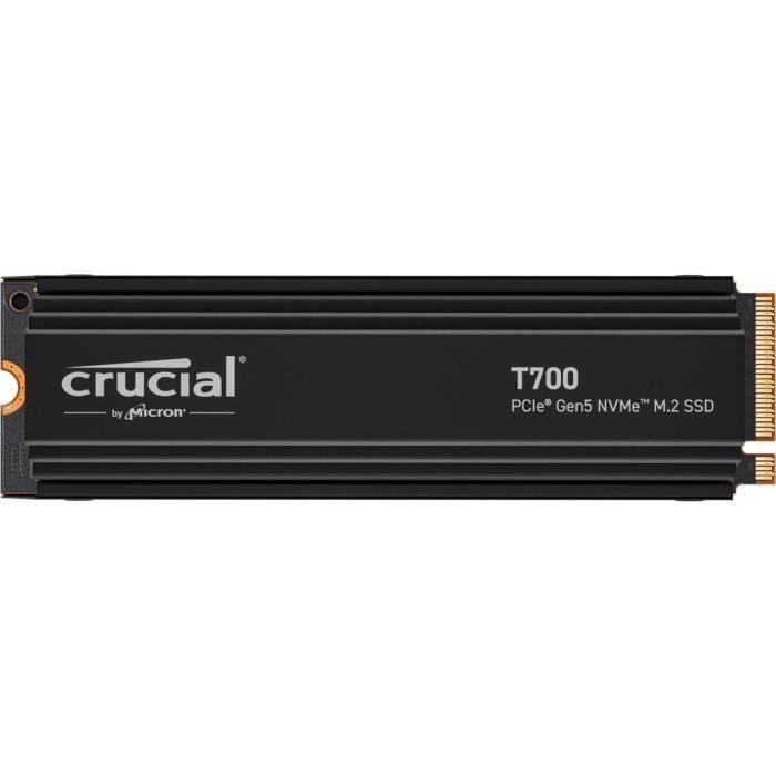 Crucial T700 1To Gen5 NVMe M.2 SSD avec dissipateur thermique CT1000T700SSD5 - Jeux, Photographie, Montage vidéo CRUCIAL