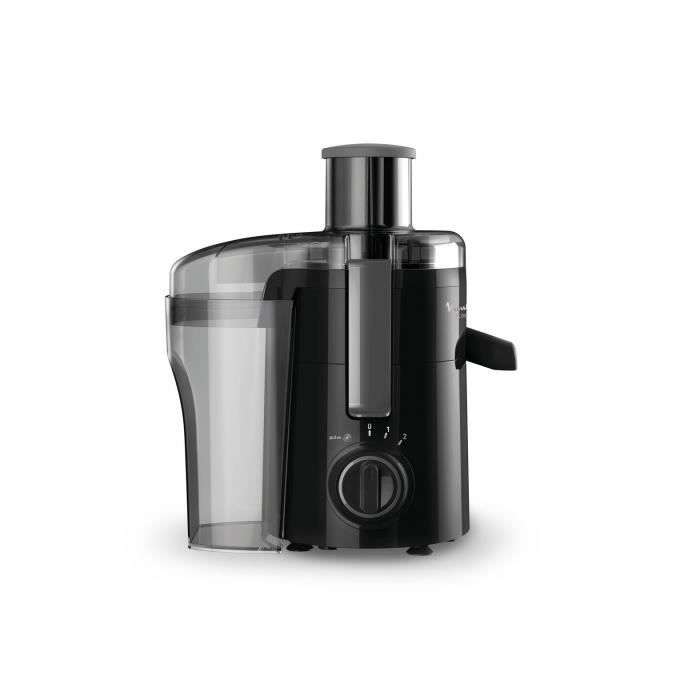 MOULINEX Centrifugeuse Frutelia plus, 350W, 2 vitesses, Filtre inox, Systeme anti-goutte, Noir JU370810 MOULINEX