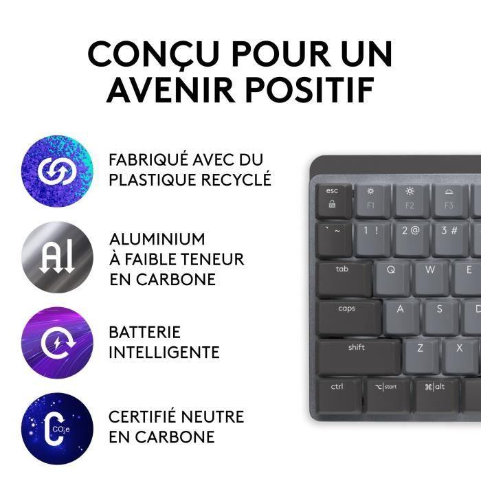 Logitech - Clavier Sans Fil - MX - Mécanique - Rétroéclairé Performant - Touches Tactiles - Graphite LOGITECH