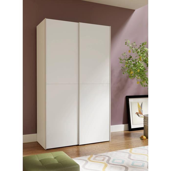 Armoire 2 portes coulissantes - Blanc mat - L 120 x P 61,2 x H 190,5 cm - OZZULA AUCUNE