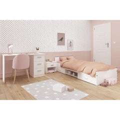 Chambre complete enfant 3 pieces ZODIAC - Lit + chevet + bureau - Décor blanc - PARISOT PARISOT