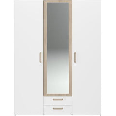 Armoire DREAM 3 portes - Panneau de particules - Miroir - Décor blanc - L150 x H200 x P52 cm PARISOT