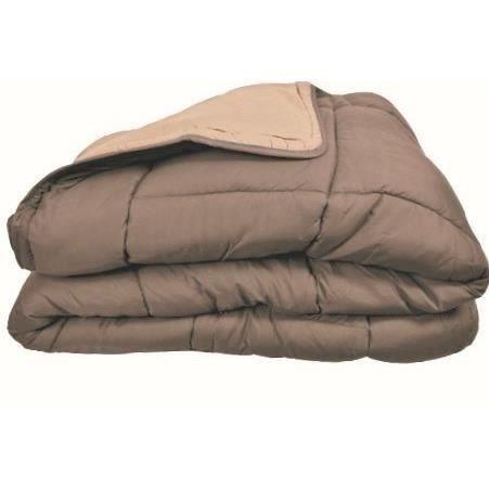 CALGARY Couette chaude Microfibre 400g/m² Taupe & Lin 240x260cm TOISON D'OR