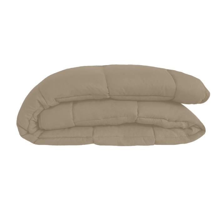 CALGARY Couette chaude Microfibre 400g/m² Taupe & Lin 240x260cm TOISON D'OR