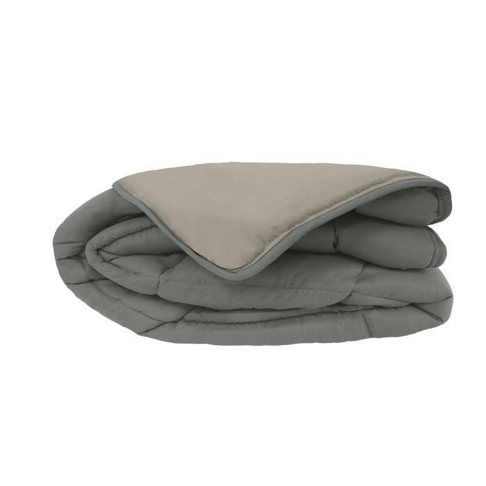 CALGARY Couette chaude Microfibre 400g/m² Gris & Argent 240x260cm TOISON D'OR