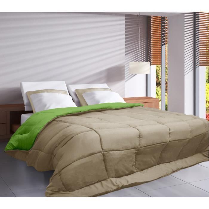 Couette Microfibre 400g/m² CALGARY Anis & Nude 140x200cm TOISON D'OR