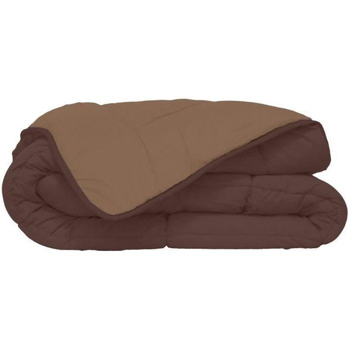 CALGARY Couette chaude Microfibre 400g/m² Choco & Moka 200x200cm TOISON D'OR