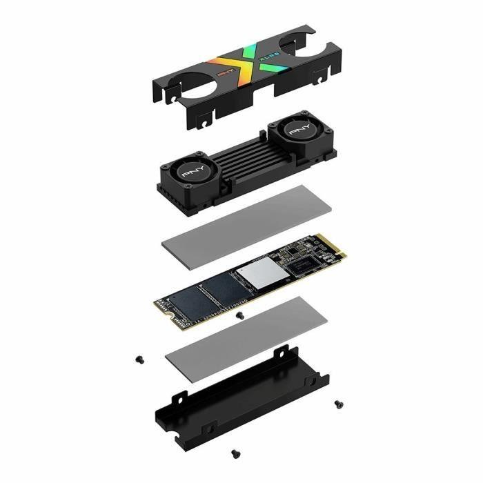 PNY - CS3150 XLR8 Gaming EPIC-X RGB - Disque dur SSD Interne - 2To - M.2 NVMe - RGB Heatsink (M280CS3150XHS-2TB-RB) PNY