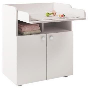 POLINI KIDS AMELI Commode a langer POLSKA 2 portes avec plan rabattable blanc POLINI KIDS