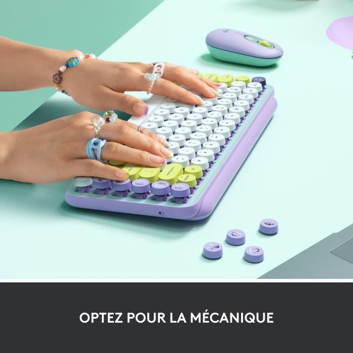 Clavier Sans Fil Logitech POP Keys Mécanique avec Touches Emoji Personnalisables, Bluetooth ou USB, Design Compact Durable - Menth LOGITECH