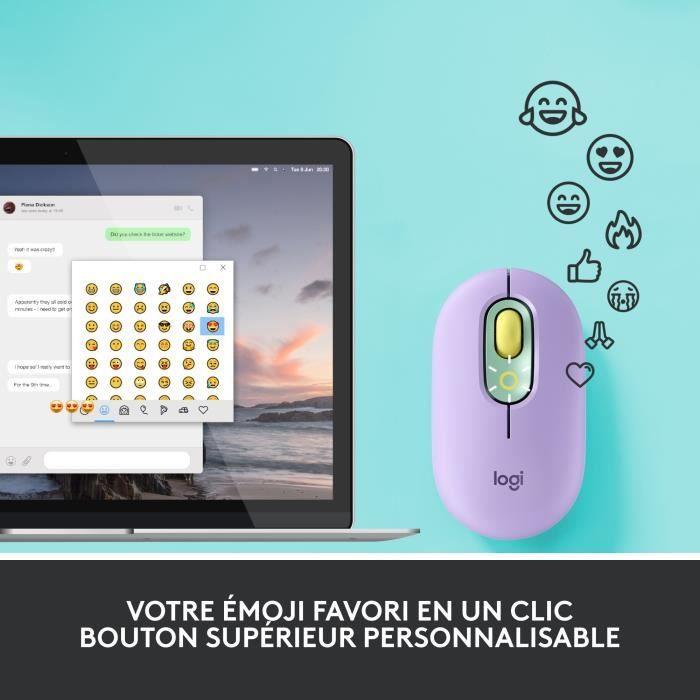 Souris Sans Fil Logitech POP Mouse avec Emojis Personnalisables, Bluetooth, USB, Multidispositifs - Menthe LOGITECH