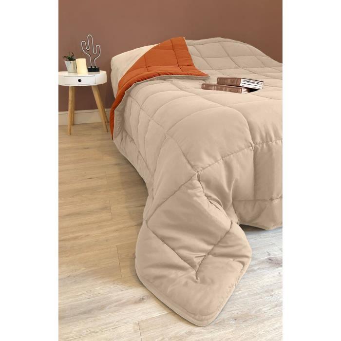 CALGARY Couette chaude Microfibre 400g/m² Galet & Gingembre 240x260cm TOISON D'OR