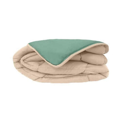 POYET MOTTE Couette Microfibre 400g/m² CALGARY - 140 x 200 cm - Gris galet et Vert lac TOISON D'OR