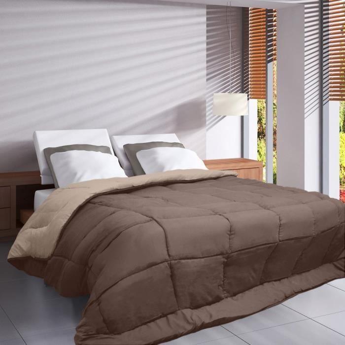 HUDSON Couette légere Microfibre 200g/m² 140x200cm Taupe & Lin TOISON D'OR