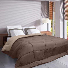 HUDSON Couette légere Microfibre 200g/m² 220x240cm Taupe & Lin TOISON D'OR