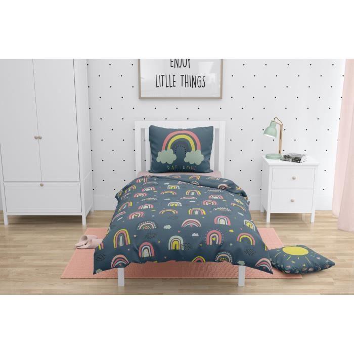 Parure de couette ROUPILLON Rainbow - 2 Pcs - 140 x 200 - 100% Coton - Night ROUPILLON