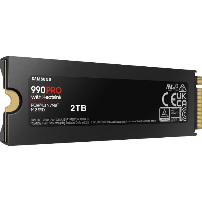 SAMSUNG - 990 PRO - Disque SSD Interne - 2 To - Avec dissipateur - PCIe 4.0 - NVMe 2.0 - M2 - Compatible PS5 (MZ-V9P2T0GW) SAMSUNG