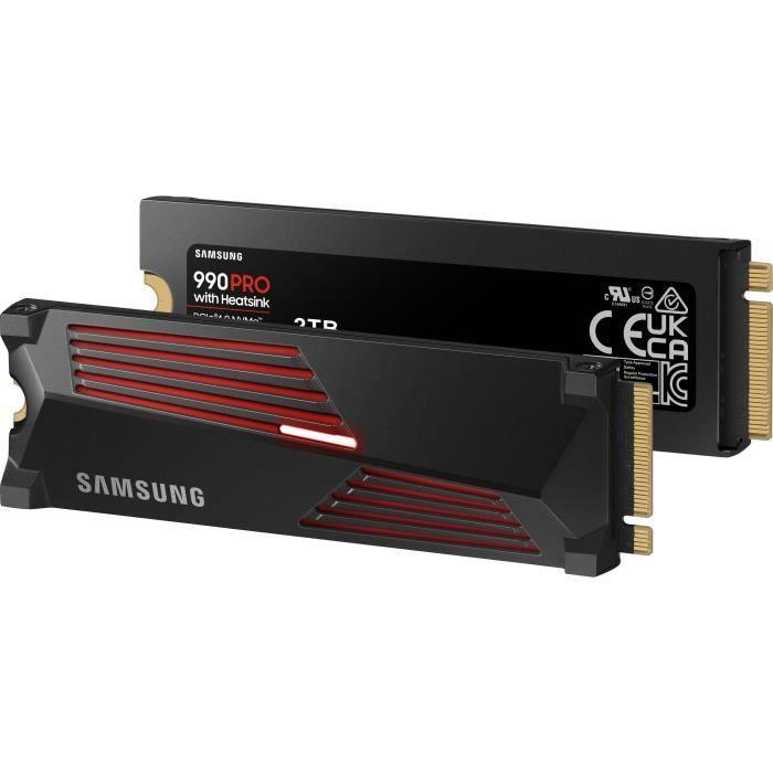 SAMSUNG - 990 PRO - Disque SSD Interne - 2 To - Avec dissipateur - PCIe 4.0 - NVMe 2.0 - M2 - Compatible PS5 (MZ-V9P2T0GW) SAMSUNG