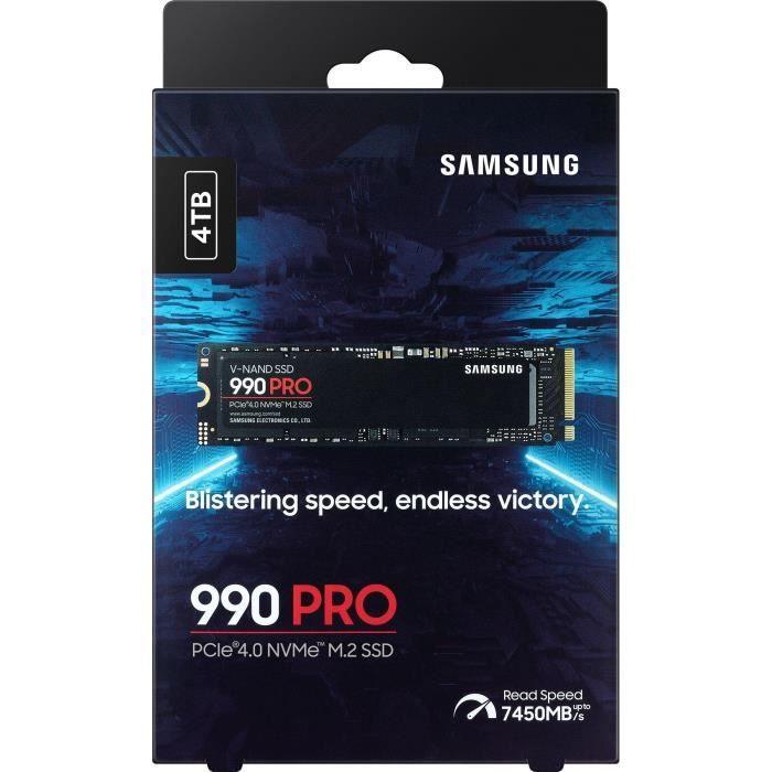 SAMSUNG - 990 PRO - Disque SSD Interne - 4 To - PCIe 4.0 - NVMe 2.0 - M2 2280 - Jusqu'a 7450 Mo/s (MZ-V9P4T0BW) SAMSUNG