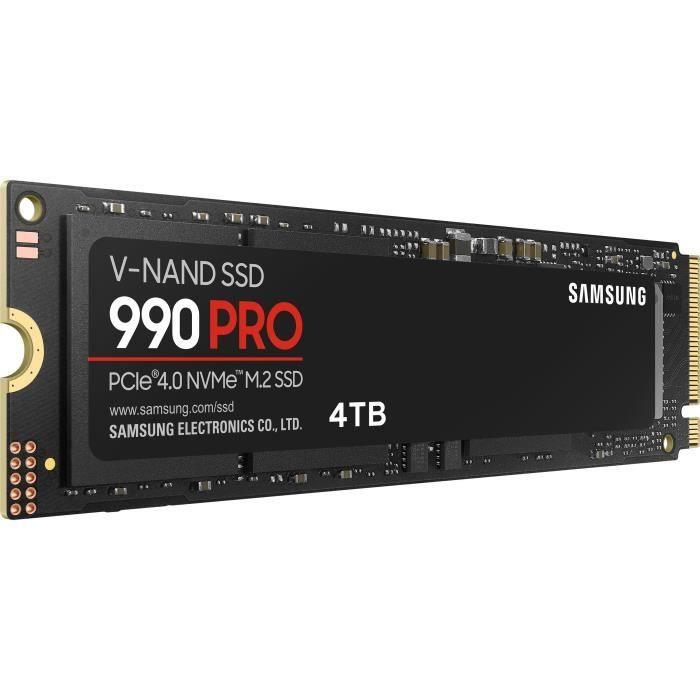 SAMSUNG - 990 PRO - Disque SSD Interne - 4 To - PCIe 4.0 - NVMe 2.0 - M2 2280 - Jusqu'a 7450 Mo/s (MZ-V9P4T0BW) SAMSUNG