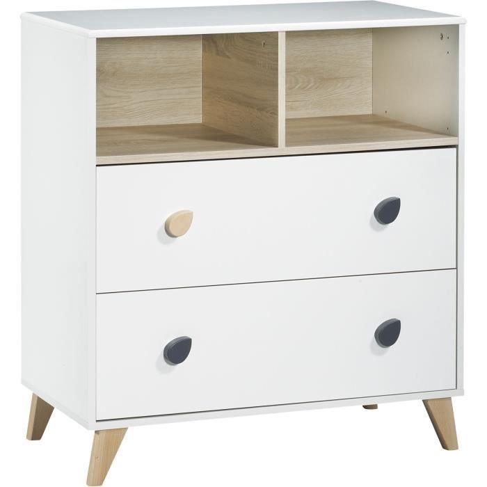 Chambre bébé duo OSLO - Lit 120x60 + Commode a langer 2 tiroirs gouttes - SAUTHON SAUTHON