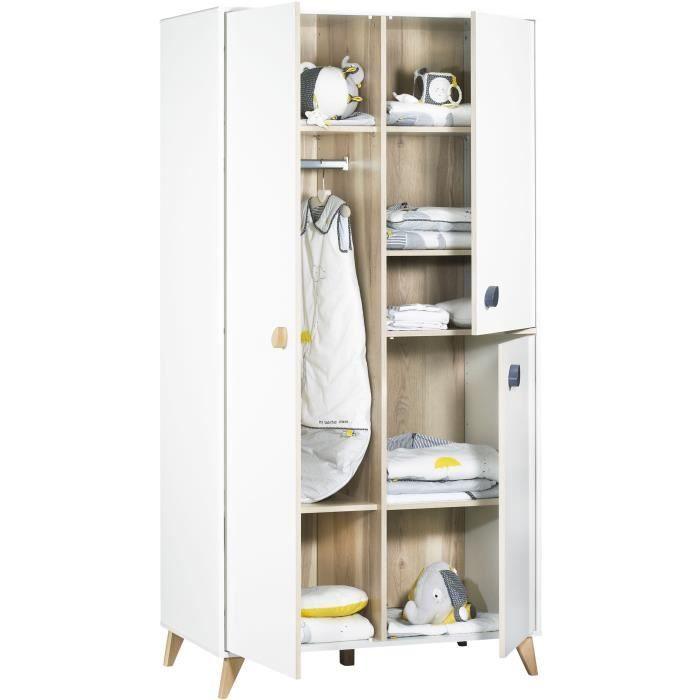 Chambre bébé trio OSLO - Lit 120x60 + Commode a langer + Armoire 3 portes - SAUTHON SAUTHON