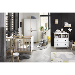 Chambre bébé trio OSLO - Lit 120x60 + Commode a langer 2 tiroirs étoiles + Armoire 3 portes - SAUTHON SAUTHON