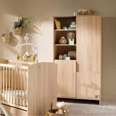 Chambre bébé trio AZUR - Lit 120x60 + Commode a langer 3 tiroirs + Armoire 2 portes chene doré - SAUTHON SAUTHON