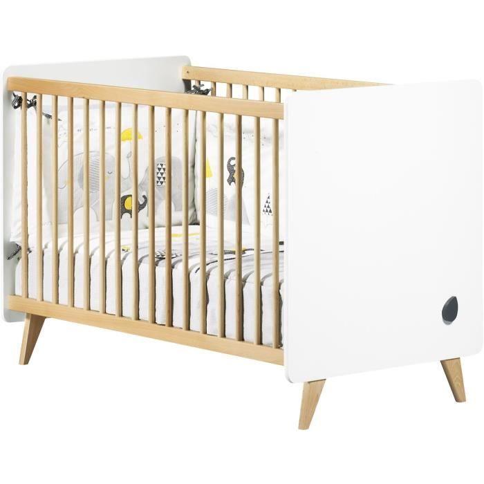 Chambre bébé trio MONTANA - Lit 120x60 + Commode a langer 2 tiroirs + armoire 2 portes - décor chene doré - SAUTHON SAUTHON