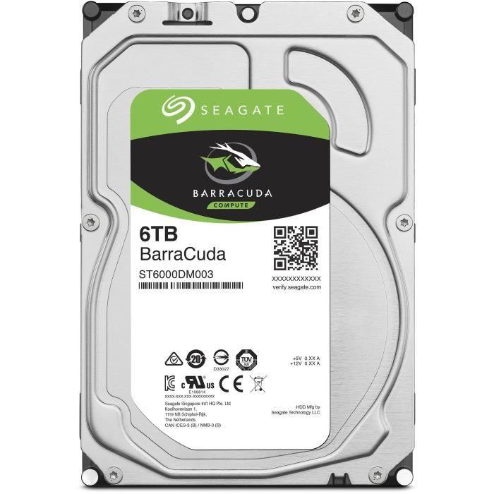 SEAGATE - Disque dur Interne HDD - BarraCuda - 6To - 5 400 tr/min - 3.5 SEAGATE