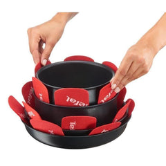 TEFAL Set de 4 protecteurs de poele K2203004 38x36x1cm rouge TEFAL