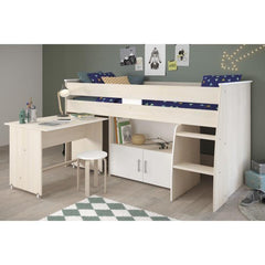 Lit combiné enfant Parisot ZOLA 90x200 cm - 2 portes - Avec bureau - Décor acacia clair et blanc PARISOT