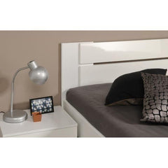 PARISOT Lit adulte - Contemporain - Décor blanc et blanc brillant - l 140 x L 190 cm - EDEN PARISOT