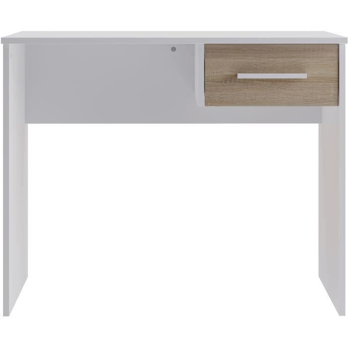 Bureau Petit Tiroir - Décor blanc et chene -  L 90 x P 50 x H 74 cm AUCUNE