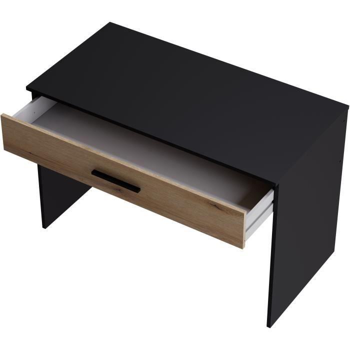 Bureau Grand  Tiroir - Décor noir et chene - L 110 x P 56 x H 81,5 cm AUCUNE