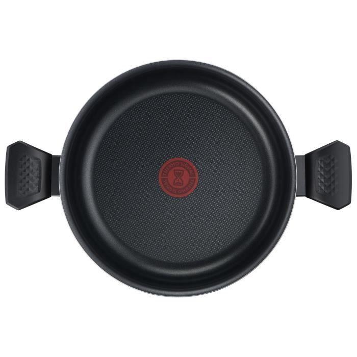 TEFAL Easy Cook & Clean Faitout 24 cm + couvercle verre, Non induction, Revetement antiadhésif, Fabriqué en France B5544602 TEFAL